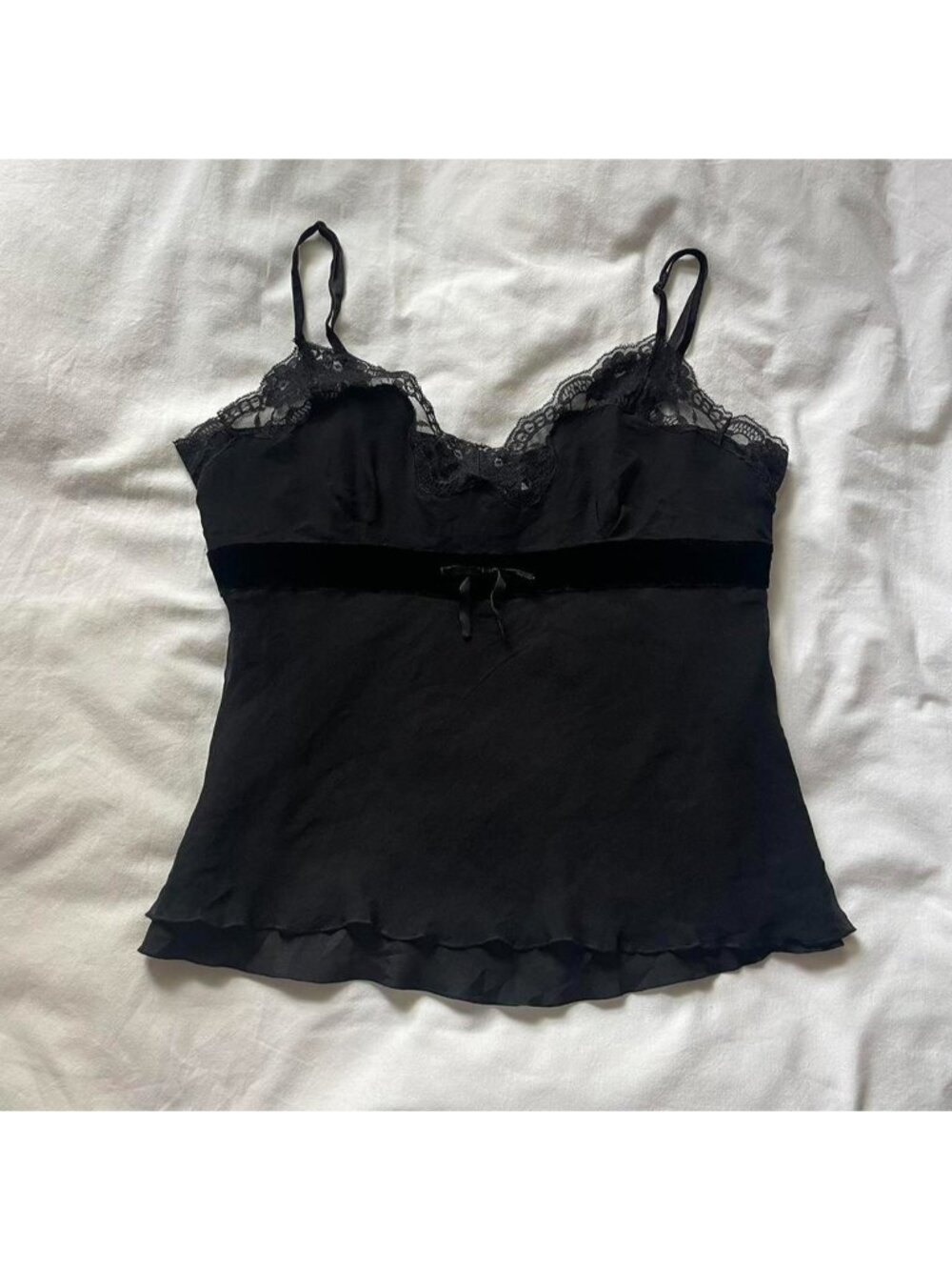 Vintage Spenser Jeremey Lacy silk cami top with bow detail